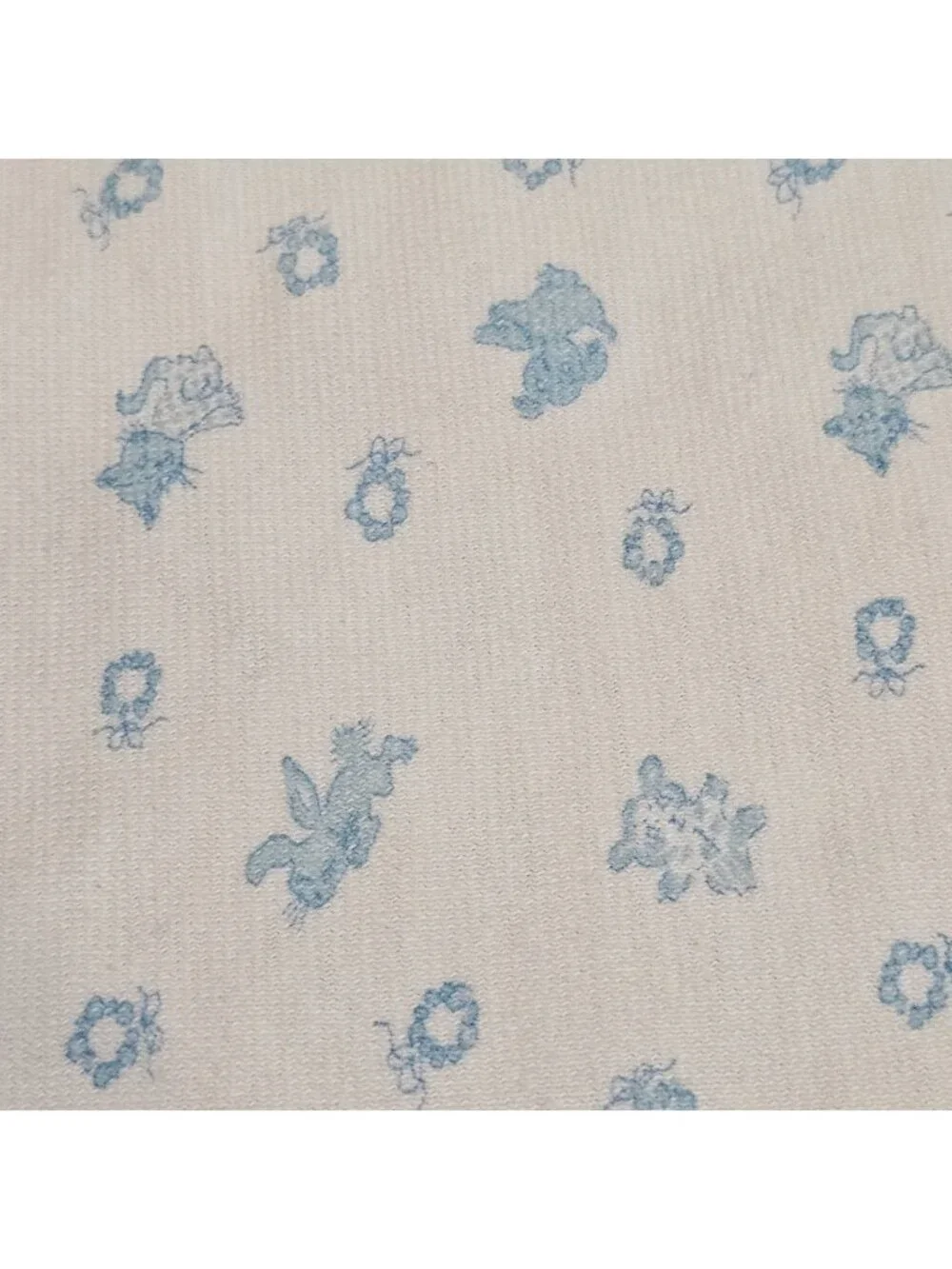 VTG Carters Baby Blanket‎ White Blue Critters Pastel Cat Bear Soft Cotton 36x36